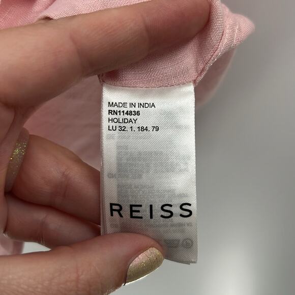Reiss Men's Holiday Slim Fit Linen SS Button Shirt - Pink - Large - Picture 4 of 6